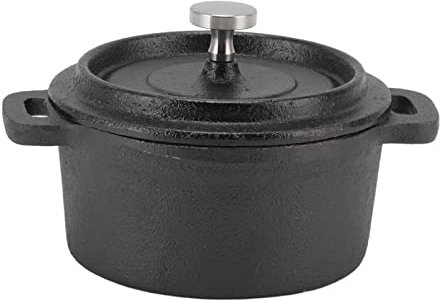 Four Hollandais en Fonte avec Couvercle Marmite avec Double Poignées Ustensiles de Cuisine Enduits pour la Cuisson des Ragoûts de Braisage(20CM)