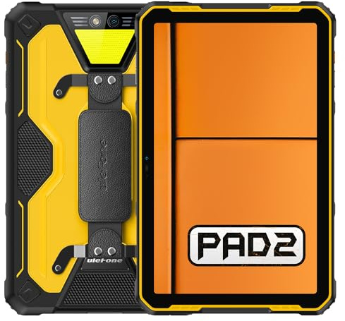 Ulefone Armor PAD 2 Outdoor Tablet, 11'' 2K 500nits Display, 16GB+256GB, IP68 Wasserfest Android 13, 18600mAh Batterie, LED-Licht, Dual SIM 4G(3 Kartensteckplatz), 48MP Kamera,GPS NFC WiFi 6 Gelb