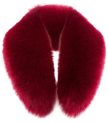 LICHENGTAI Damen Kunstpelz Kragen Winter Pelzkragen Schal Frauen Flauschig Weich Faux Pelz Halstuch Kragen Schal Wraps für Wintermantel, Wein Rot