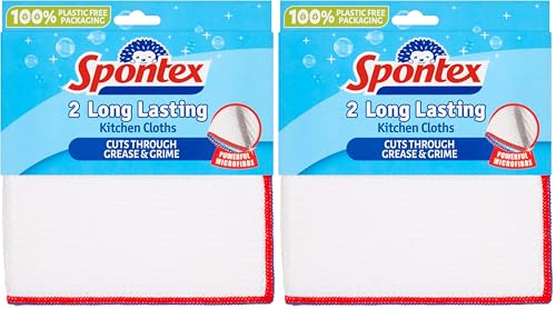 Spontex Long Lasting Kitchen Cloths, Pack of 4