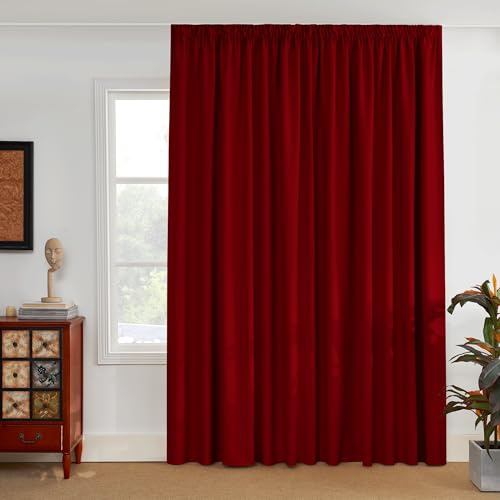 PONY DANCE Tenda Oscurante da Interno 1 Pezzo 300x245 CM Divisione della Stanza Rosso Tende Termiche con Fettuccia Decorazione Natalizie per Soggiorno e Camera da Letto
