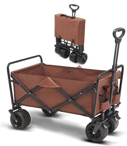 NRNQMTFZ Breiter Auto-Reifen Gartenwagen,Faltbarer Bollerwagen Geländetauglich, Klappbarer Handwagen Strand Camping Einkaufen, für Camping, Einkaufen, Gärtnern