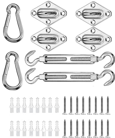 LATRAT Kit de Fixation Voile d'ombrage, Soleil d'ombrage kit de Fixation pour Triangle Carré Rectangle (40 pièces)