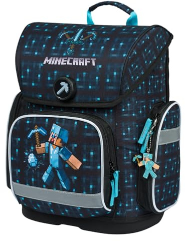 Baagl Schulranzen Jungen Mädchen Ergo Schultasche - Minecraft Blue Axe