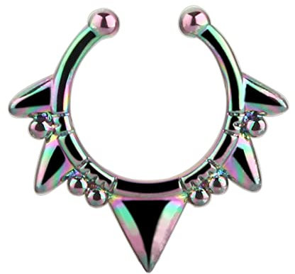 Epinki Piercing Stecker Nase, Ring Septum 1.6MM Stabstärke C Nagelform Edelstahl, Ohrringe Lippenring für Herren Damen, 1stk, Bunt