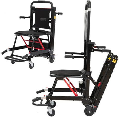 HZWJD Mobile Tragbare Treppen,Portable Chair,Sackkarre Treppensteiger Elektrisch,Mobiler Treppensteiger Verstellbare Gehhilfen,Zusammenklappbarer Treppensteiger,Zuladung 165 Kg Black