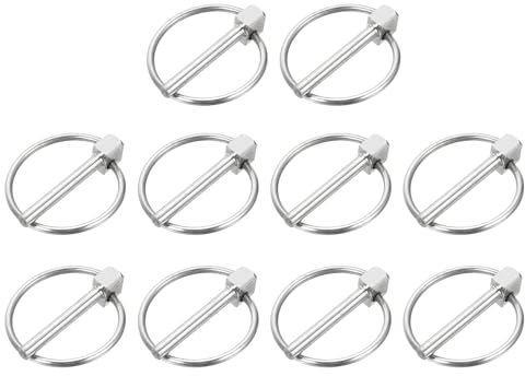QUARKZMAN 10Stk 3/16x1-5/16 Klappsplint mit Ring Edelstahl Rund Klappsplint für Boot Kajak Anhänger Trolley LKW Rasenmäher Silber