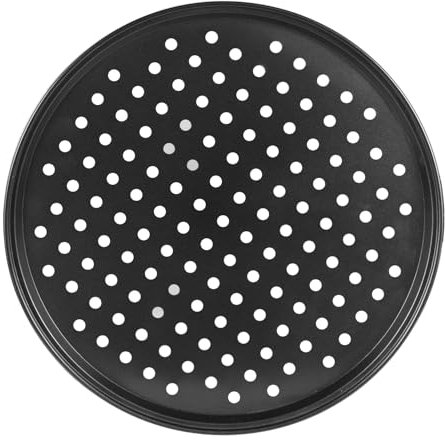 Arcjunys Pizzablech Rund Pizza Blech 32 cm Antihaftbeschichtet Pizza Backblech rund Carbonstahl Pizza Pan Pizzaform zum Professionellen Pizzabacken Schwarz