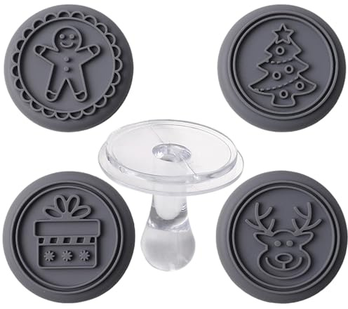 Set di timbri per biscotti di Natale, 4 motivi in silicone, alce di qualità alimentare, scatola, alberi di Natale, pan di, per cuocere