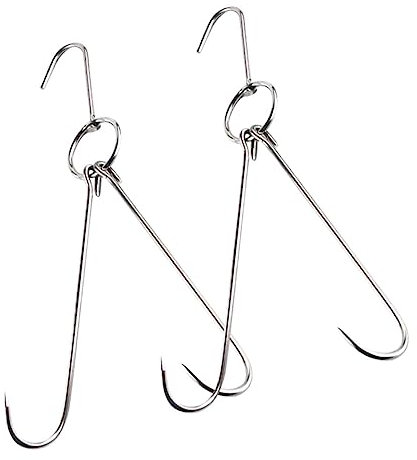 HOLIDYOYO 2pezzi Ganci Doppi Acciaio Inossidabile Per Per Stagionatura e Affumicatura Di Pancette e Perfetti Per Barbecue e Grigliate