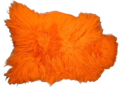 Provellus Premium Island Lammfell Schaffell Bunt Gefärbt Weich Fell Teppich Multicolor (Orange, 40x40cm eckig)