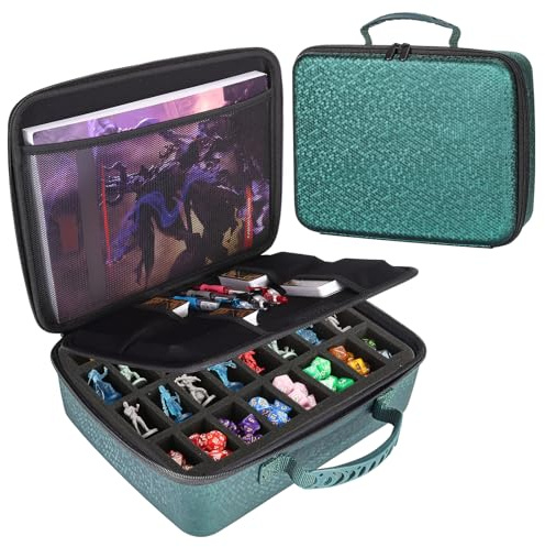 Mumlicha Miniature Carrying Case, Miniatures Storage Case Compatible with 40K and DND Miniatures, Miniatures Transport Case for RPG Tabletop Game Collections (Green)