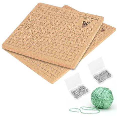 Okeeyseda 2Pcs Macrame Board with Grids with 100 T Pins Braiding Board Reusable Macrame Board for Braiding Bracelet Project