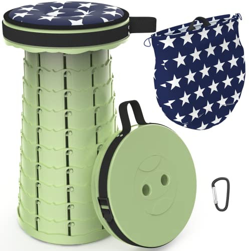 Tragbarer Klapphocker mit Kissen, leichter Teleskophocker für Outdoor-Camping, Angeln und Grillen, kompakter und langlebiger Sitz für den Innen- und Außenbereich, unterstützt bis zu 200 kg Friendship