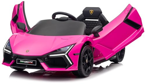 LEADZM Macchina Elettrica per Bambini 12V LAMBORGHINI，Telecomando e Velocità 3-5km/h, Età 3-5 Anni, Rosa