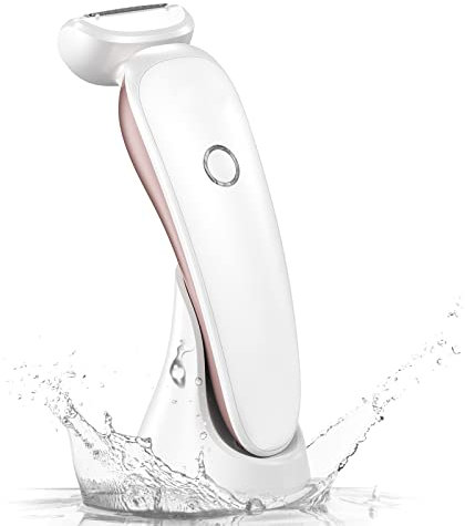 Electric Lady Shaver for Women, 2 in 1 Womens Razor Bikini Trimmer, Cordless Wet & Dry Electric Razors for Women Legs Underarms Pubic Hair - Rechargeable IPX7 Waterproof Lady Body Shaver（White）