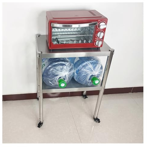 Banco da lavoro in acciaio inox resistente regolabile in altezza su ruote, tavolo di preparazione commerciale per cucina, ristorante, casa e hotel (70 x 40 x 82 cm)