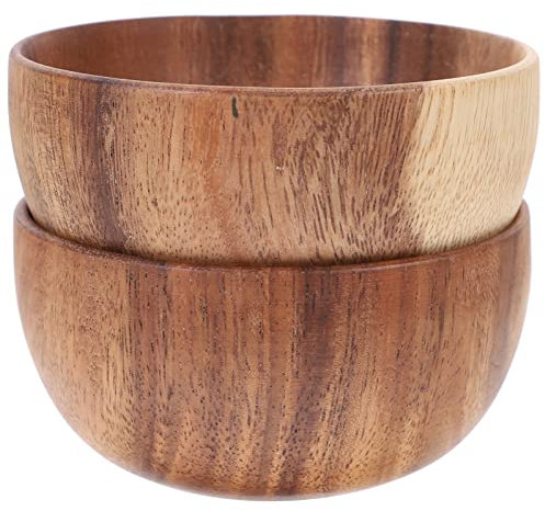 MAGICLULU 2pièces Lot De Bols Bois Saladier Rond Bois Naturel Récipient Alimentaire Pour Maison Et Restaurant