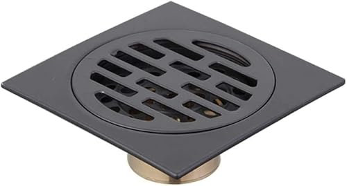 ZGYOZMNG Cubierta de desagüe de Ducha antiolor para baño, Color Negro, Cuadrada, de Acero Inoxidable, con Rejilla para desagüe, Tapa Redonda, colador de pelos y tapón de Fregadero (Negro)