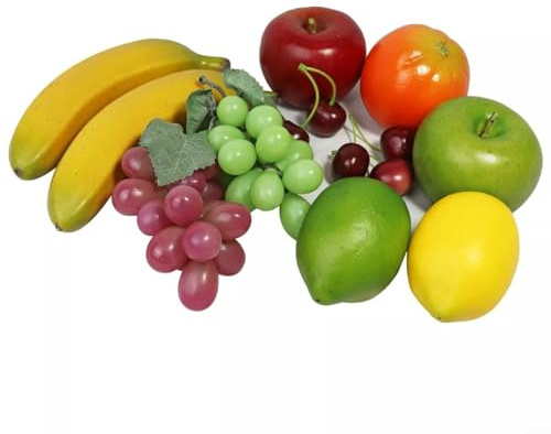 Künstliche Früchte 12 Stück für Deko Set Handgefertigt Dekorative Plastik Obst Gemüse für Zuhause Küche Tischdekoration Display Restaurant Fotografie