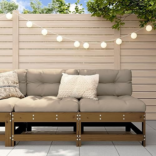 XINCXIN Garten-Mittelsofas 2 STK, terassenmöbel außen Garden Furniture korbsessel Outdoor Balkon Couch Geeignet für Balconies patios Garden Yard Honigbraun Massivholz Kiefer