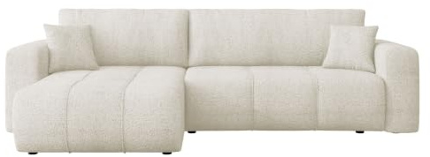 Mirjan24 Ecksofa mit Bettkasten Furyn Maxi Boucle, Eckcouch Couch mit Schlaffunktion, Wohnlandschaft, Bettfunktion, Design L-Form Sofa, Seite Universal (Coral 65)
