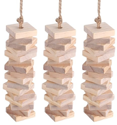 Gadpiparty 100pcs Natural Color Parrot Chewing Blocks DIY Wood Chips for Bird Cage Accessories Wooden Climbing for Beak Trimming and Mental Stimulation of Cockatoos Parakeets and Other Birds
