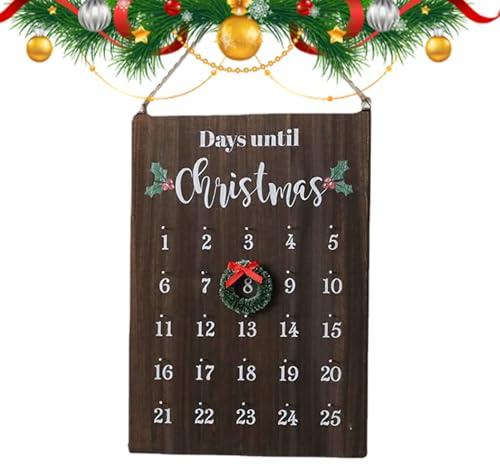 Calendrier De L Avent En Bois, 25 Jours Ornement Décor Saisonnier, Panneau Calendriers de l'Avent, Pour Famille Amis Salle De Classe Salon Chambre Bureau Dortoir Ferme