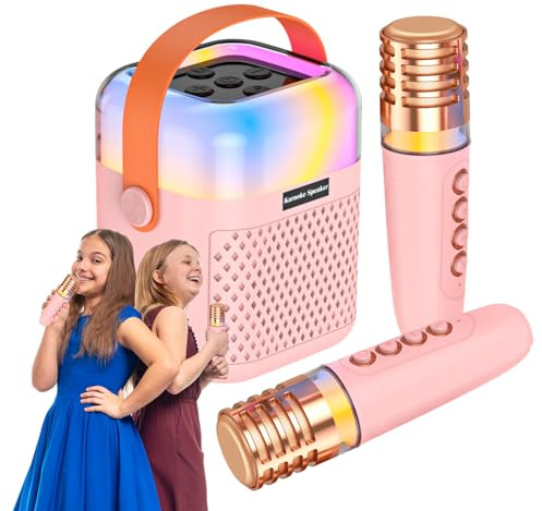 Micrófono Karaoke Portátil,Altavoz Inalámbrico para Cantar con 2 Micrófonos | Máquina de Karaoke Inalámbrica | para Fiestas en Casa, Jardín, Exteriores y Reuniones