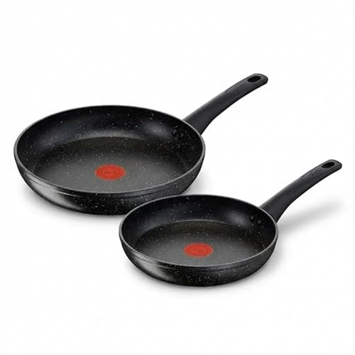 Lagostina Set padelle Cucina Facile, 2 pezzi, Non adatta per piani a Induzione, Ø 24/28 cm, Rivestimento Mineralis Antiaderente, Nero
