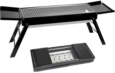 Portable Folding Charcoal Barbecue Grill – Outdoor BBQ with Side Table for Camping Picnics Tailgating and Hiking – Perfect for BBQ Enthusiasts