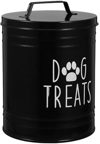 ROMISBABA Contenitore per Alimenti Cane in Ferro Nero da 54oz con Coperchio Ermetico per Conservazione Sicura e Salvaspazio, per Snack e Cibo Secco