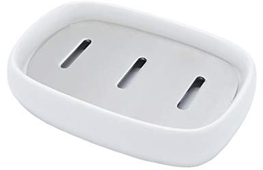 Lofekea Keramik Seifenschale, Edelstahl Seifenhalter für Bad und Dusche, Double Layer Draining Seifenschale