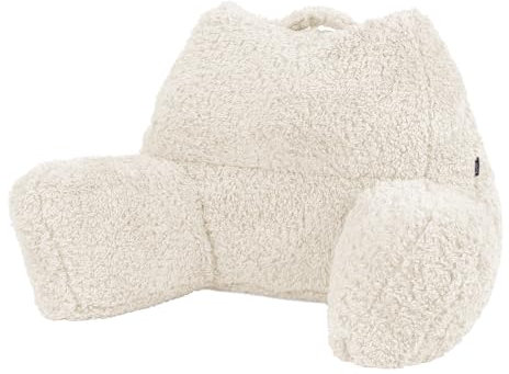 Icon Teddybär Rückenlehne Lesekissen, Creme, Lesekissen Flauschig mit Sitzsack Füllung, Rückenstütze mit Tragegriff
