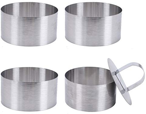 AILANDA 4pcs Servierringe Dessertringe 8cm Edelstahl Backring mit Heber für Backen Torten Zubehör