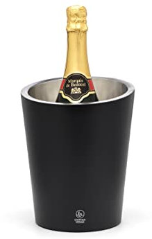 Leopold Vienna schwarzer konischer doppelwandiger Sektkühler aus Edelstahl - optimal zum Kühlen von Sektflaschen oder Champagnerflaschen, 173x173x220