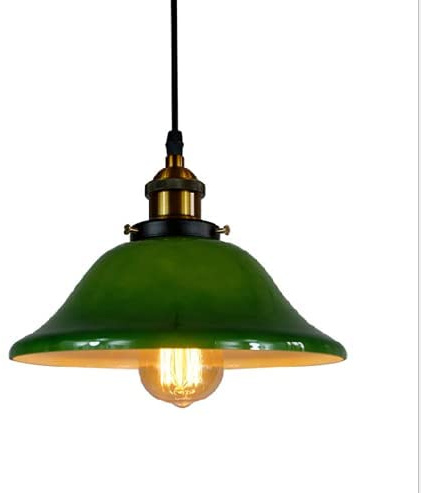 Lampada a sospensione retrò, paralume in vetro verde smeraldo vintage industriale per illuminazione da soffitto, per ristorante, loft, cucina, caffetteria