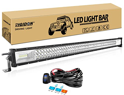 RIGIDON led lichtleiste kfz mit 12v kabelbaum kit, 42 zoll 105cm 540W | 6000K weiß, wasserdichte, offroad beleuchtung, light bar, nebelscheinwerfer, für LKW SUV 4x4 auto Pickup fahrzeuge wohnwagen
