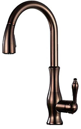 WYRKYP Water-Tap,Kitchen Faucet Pull Out Vegetable Basin Taps Telesrotatable Hot and Cold Sink Taps All Copper Brown Taps|Kitchen Faucets/Brown Patina