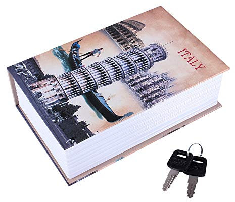 Qcwwy Dictionary Book Secret Safe Security Box, Small Sized Diversion Book Safe Storage Box, Dictionary Secret Safe Can with Security Combination Lock and Key(Italy Type)