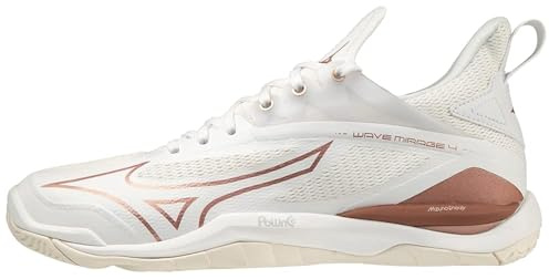 Mizuno Damen Wave Mirage 4 Handballschuhe, Weiß, Rosa, Schneewittchen, 42 EU