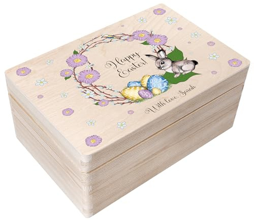 Creative Deco Personalisiert Ostern Deko Holzkiste Geschenke Ostergeschenke mit Wunschtext | Osterndeko Individuelle Geschenk für Frauen, Männer, Erwachsene und Kinder | Originale Osterhase Osterkorb