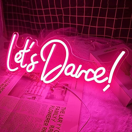 BringLuck2U Let's Dance Neon sign, Let's Dance Luminoso Neon sign Rosa LED Parola Light SIGN Neons signs Dancing Party Matrimonio, Accessori Bar, San Valentino, Festa di Compleanno