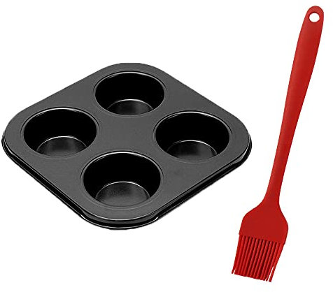 XUELIYUN Yorkshire Pudding Tray Twin Pack Muffin Tin Cookware 4 Cup for Baking Pastries (Free Brush