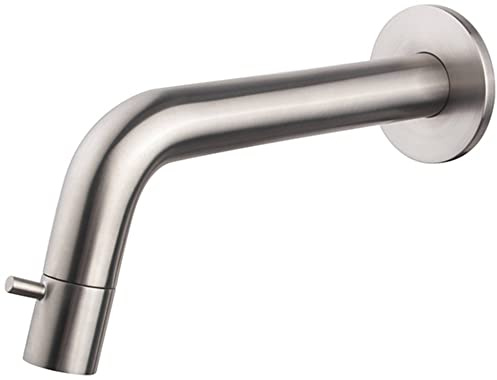 Saqu Shine Wand Kaltwasserhahn Unterputz für Gaste-WC, Kaltwasserarmatur Messing Antibakteriell & Langlebig, Wastischarmatur Gebürstet Stahl für Waschbecken Gebürsteter Stahl