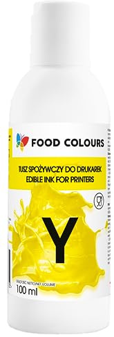 Food Colours Lebensmitteltinte für Drucker YELLOW 100ML Essbarer Druck, Druck auf Waffelpapier Dekorative Ergänzung für Torten