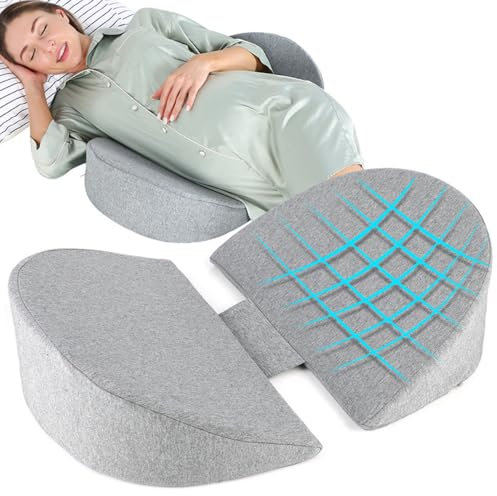 WEIKA Pregnancy Wedge Pillow for Sleeping, Memory Foam Maternity pillow for pregnant women, Pregnancy Body Pillow with Removable, Washable Cover, Support for Belly,Back, Legs (Grey)