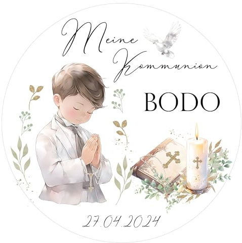 Tortenaufleger oder Muffin Topper Junge Kommunion, Konfirmation oder Firmung (Fondantpapier, Dekorpapier Plus oder Oblate)