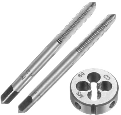 QUARKZMAN Maschinengewindebohrer Set M5x0.8, Nr. 1 und Nr. 2 Gewindebohrer / 1stk. Schneideisen, Gewindeschneider und Schneideisen Set