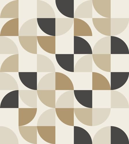 Esta Home Fototapete geometrische Formen Beige und Schwarz 250 x 279 cm